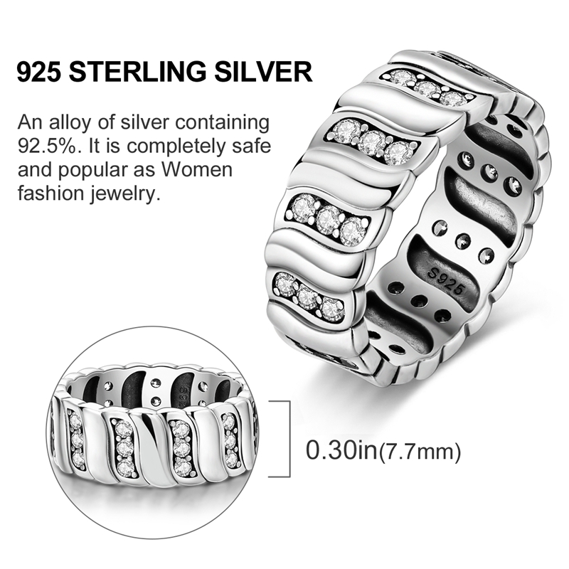 Women's 925 Sterling Silver Classic Rope-Pattern Gemstone Ring